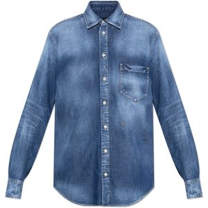 Dsquared2, Dames, Blouses & Shirts, Blauw, Maat: 2XS Denim,
