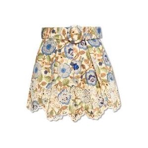 Zimmermann Linnen shorts met bloemenmotief , Multicolor , Dames , Maat: S