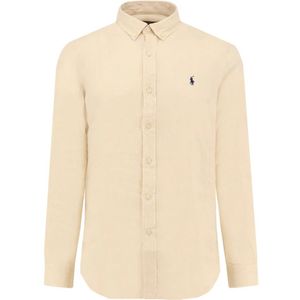 Polo Ralph Lauren, Heren, Overhemden, Beige, Maat: M Linnen,