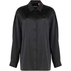 Moncler, Dames, Blouses & Shirts, Zwart, Maat: XS Satijn,