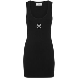 Philipp Plein, Dames, Jurken, Zwart, Maat: S Katoen,