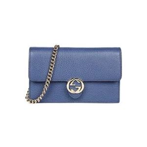 Gucci Interlocking Chain Wallet Tas , Blue , Dames , Maat: ONE Size