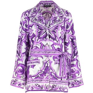 Dolce & Gabbana, Dames, Blouses & Shirts, Paars, Maat: XS Zijde,
