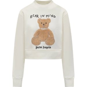 Palm Angels, Dames, Sweatshirts & Hoodies, Wit, Maat: L Katoen,