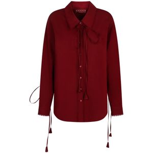 Gucci, Dames, Blouses & Shirts, Rood, Maat: 2XS Katoen,
