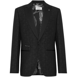 Philipp Plein, Heren, Jassen, Zwart, Maat: XL Viscose,