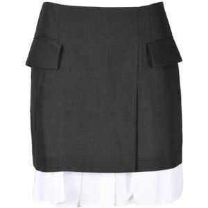 Juun.J, Dames, Rokken, Grijs, Maat: XL Wol,