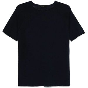 Roberto Collina, Heren, Tops, Blauw, Maat: 3XL