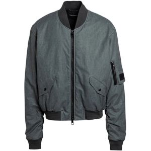 Dolce & Gabbana, Heren, Jassen, Grijs, Maat: L Linnen,