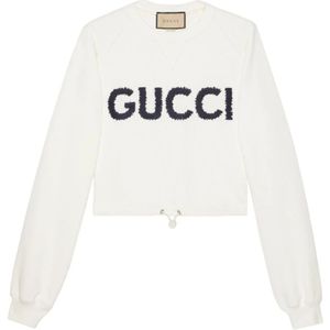 Gucci Trui met geborduurd logo , White , Dames , Maat: L