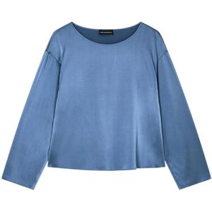 Emporio Armani, Dames, Blouses & Shirts, Blauw, Maat: S Zijde,