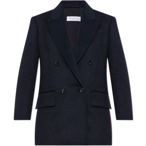 Max Mara, Dames, Mantels, Blauw, Maat: M Leer,