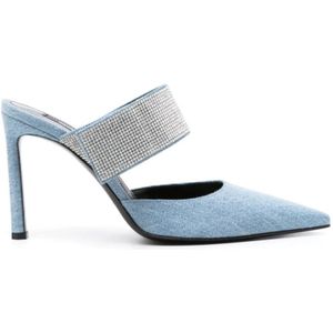 Sergio Rossi - Denim Rhinestone Sandalen - Blauw - Denim