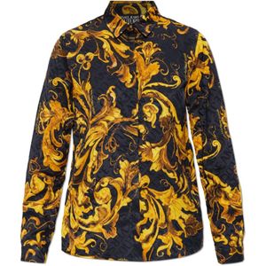 Versace Jeans Couture, Dames, Blouses & Shirts, Zwart, Maat: XS Viscose,