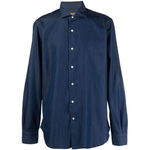 Barba Napoli, Heren, Overhemden, Blauw, Maat: 4XL Denim,
