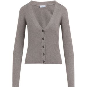 Brunello Cucinelli, Dames, Truien, Grijs, Maat: M Kasjmier,