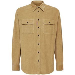 Dsquared2, Heren, Overhemden, Beige, Maat: L Corduroy,