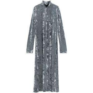 Forte Forte - Grijze Fluwelen A-lijn Midi Jurk - Dames