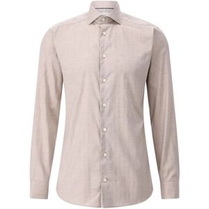 Eton, Heren, Overhemden, Beige, Maat: S Katoen,
