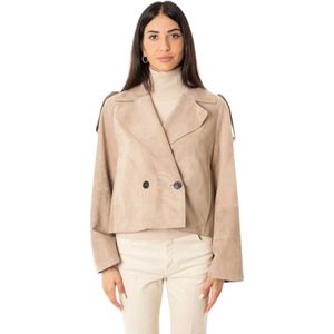 Weekend Max Mara, Dames, Jassen, Beige, Maat: XS Leer,