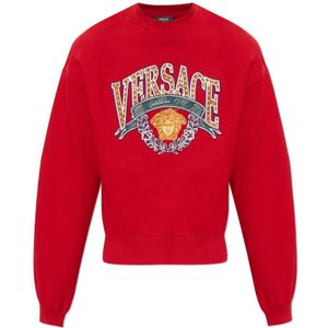 Versace, Heren, Sweatshirts & Hoodies, Rood, Maat: M Katoen,
