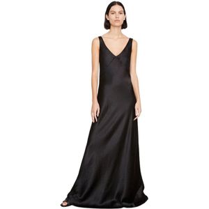 Vince, Dames, Jurken, Zwart, Maat: XS Satijn,