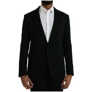 Dolce & Gabbana, Heren, Jassen, Zwart, Maat: L Wol,