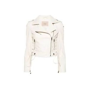 Twinset Leren Jas , White , Dames , Maat: XS