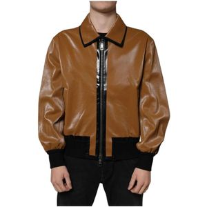 Dolce & Gabbana, Heren, Jassen, Bruin, Maat: L Leer,