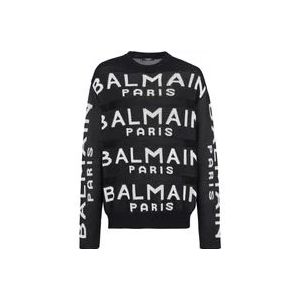 Balmain Gebreide trui met logo , Black , Heren , Maat: S