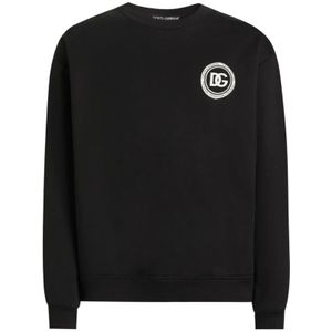 Dolce & Gabbana, Heren, Sweatshirts & Hoodies, Zwart, Maat: L Katoen,
