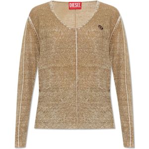 Diesel, Dames, Truien, Beige, Maat: L Linnen,