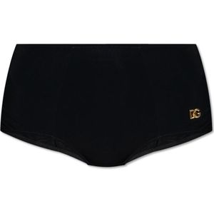 Dolce & Gabbana - Bikinislip - Zwart - Hoge Taille - Metalen Logodetail