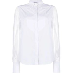 Brunello Cucinelli, Dames, Blouses & Shirts, Wit, Maat: L Katoen,