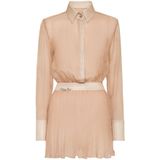 Philipp Plein - Chiffon Lurex Mini Blousejurk - Beige - Dames