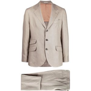 Brunello Cucinelli, Heren, Pakken, Beige, Maat: M Linnen,