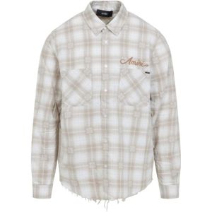 Amiri - Geruite Flanellen Overhemd - Beige - Katoen