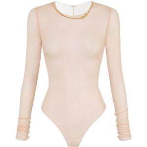 Elisabetta Franchi, Dames, Tops, Beige, Maat: XS Polyamide,