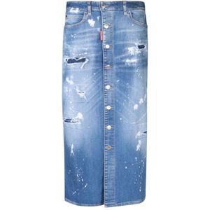 Dsquared2, Dames, Rokken, Blauw, Maat: XS Katoen,