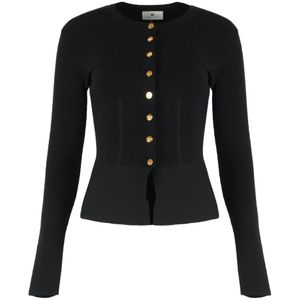 Elisabetta Franchi, Dames, Truien, Zwart, Maat: M Viscose,