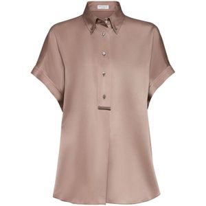 Brunello Cucinelli, Dames, Blouses & Shirts, Bruin, Maat: L