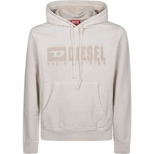 Diesel, Heren, Sweatshirts & Hoodies, Beige, Maat: M Katoen,