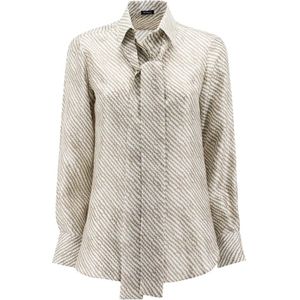Kiton, Dames, Blouses & Shirts, Beige, Maat: S Zijde,