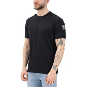 Blauervoor mannen. 25SBLUH02275 Effen Anthony T-shirt zwart (XL), Casual, Katoen, Korte mouwen