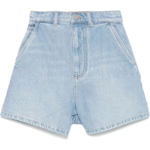 Emporio Armani, Dames, Korte broeken, Blauw, Maat: W29 Denim,