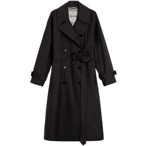 Max Mara, Dames, Mantels, Zwart, Maat: XS Katoen,