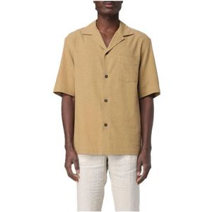 Paolo Pecora, Heren, Overhemden, Beige, Maat: M Katoen,