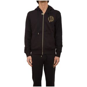 Versace Jeans Couture, Heren, Sweatshirts & Hoodies, Zwart, Maat: L Katoen,