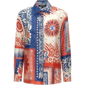 Roberto Cavalli, Dames, Blouses & Shirts, Veelkleurig, Maat: 2XL Zijde,