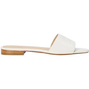 Muiltjes - Effen - Leer - Open Toe - Platte Hak